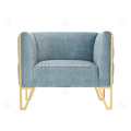 Blue fabric titanium frame living room sofa